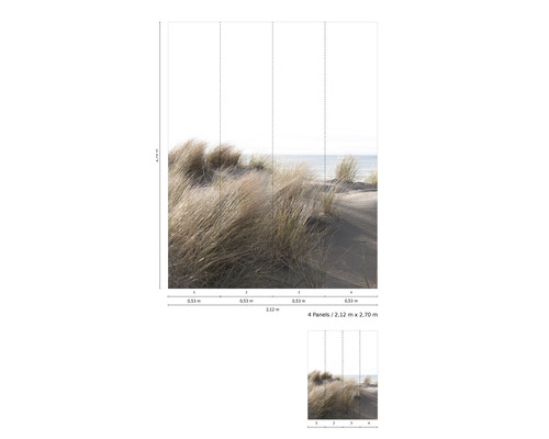 Vliesbehang met duinmotief en maatvoering