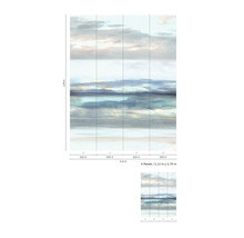 Vliesbehang met wolkenmotief, bestaande uit vier banen