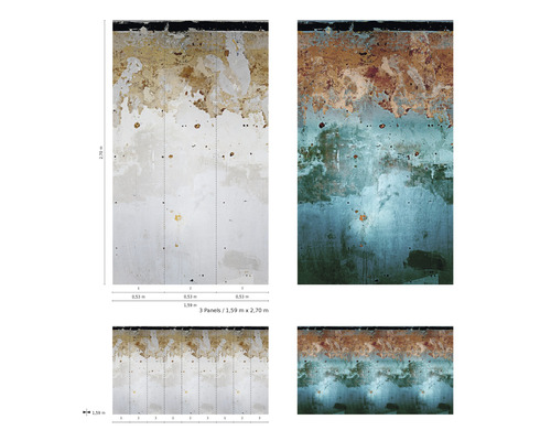 Fotobehang met abstract patroon, bestaande uit drie banen