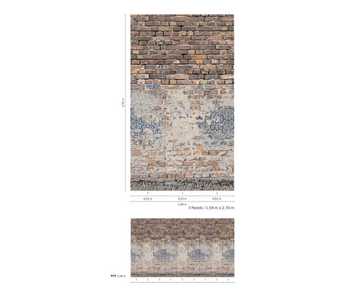 Behangpanelen met bakstenen muurmotief