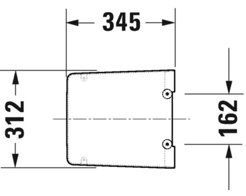 Technische tekening van een wc-bril met afmetingen