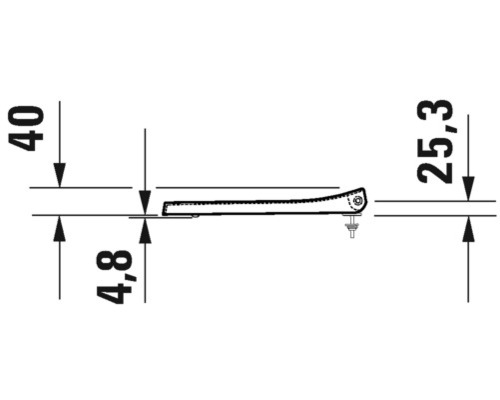 Technische tekening van een wc-brilscharnier met maatvoering