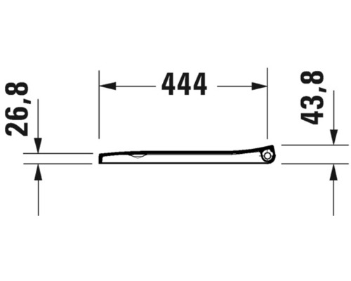 Technische tekening van een toiletbril met maatvoering