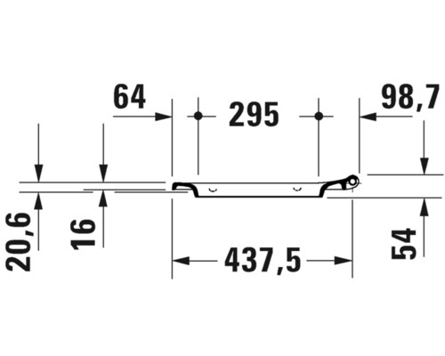 Technische tekening van een meubelgreep met maatvoering