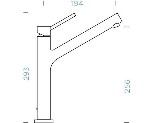 Technische tekening van een kraan met afmetingen