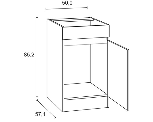 Kast met deur en maatvoering
