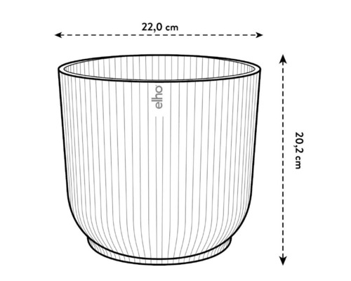 Afbeelding van een plantenbak met de afmetingen 22,0 cm breed en 20,2 cm hoog
