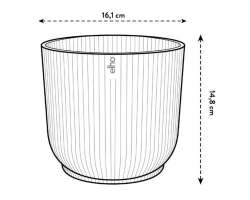 Elho plantenpot met afmetingen 16,1 cm breed en 14,8 cm hoog