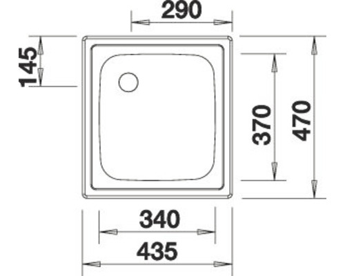 Technische tekening van een douchebak met afmetingen