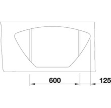 Technische tekening van een uitsparing met afmetingen van 600 en 125 millimeter.