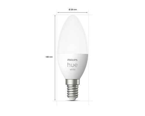 Philips Hue White LED lamp, E14 fitting, met maatvoering
