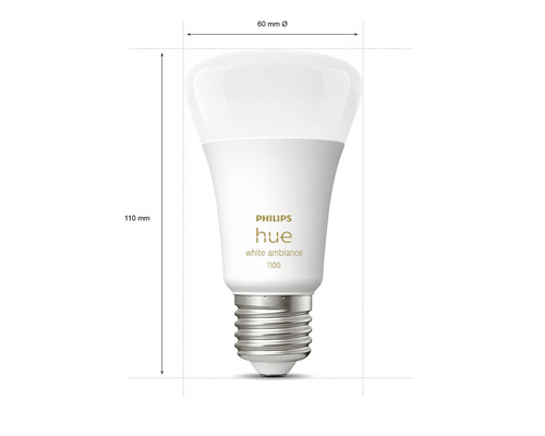 Philips Hue White Ambiance 1100 lamp, 110 millimeter hoog en 60 millimeter doorsnee