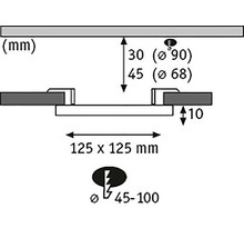 Technische tekening met maatgegevens in millimeters