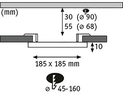 Technische tekening met maatvoering in millimeters