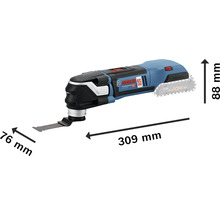 Bosch multifunctioneel gereedschap met de afmetingen 76 mm, 88 mm en 309 mm