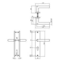 INTERSTEEL Deurkruk paar Bastian op schild met profielcilindergat PC55 messing titaan PVD