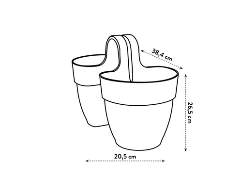 Schets van een balkonbak met afmetingen