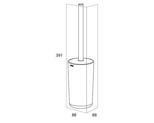 Technische tekening van een toiletgarnituur met de afmetingen 391 millimeter hoogte en 88 millimeter breedte.