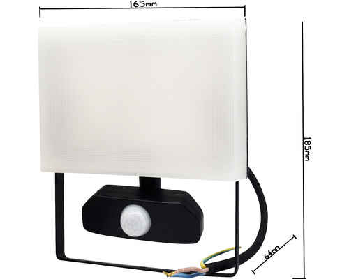 Buitenlamp met bewegingsmelder en afmetingen 165 x 185 mm