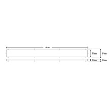 Technische tekening van een 68 centimeter lange plank met afmetingen van 53 millimeter en 65 millimeter