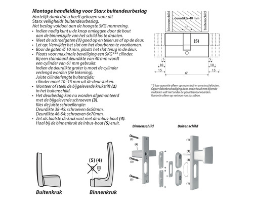 Montagehandleiding voor Starx buitendeurbeslag