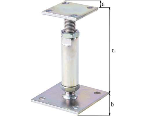Verstelbare steunvoet met schroefdraad en vierkante plaat