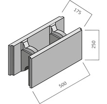 Afbeelding van een bekistingssteen met de afmetingen 500 x 250 x 175 millimeter