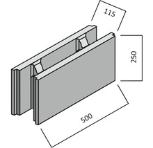 Isolatiesteen met de afmetingen 115 x 250 x 500 mm