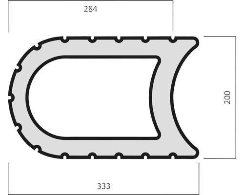 Bootfenderprofiel met afmetingen 333 x 284 x 200 millimeter