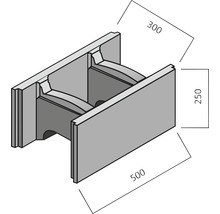 H-steen met afmetingen 500 x 300 x 250 millimeter