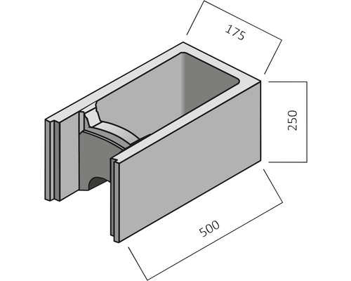 Kanaalsteen met de afmetingen 175 x 250 x 500 millimeter