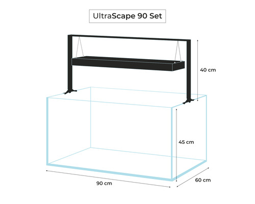 UltraScape 90 Set aquarium met verlichting, afmetingen 90x60x45 cm