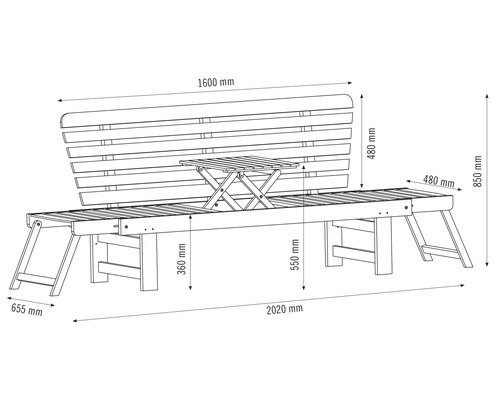 Afmetingen van de tuinbank