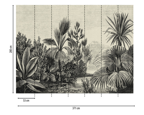 Vliesbehang met tropisch plantenmotief