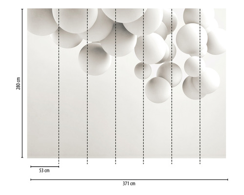Fotobehang met cirkelpatroon en afmetingen