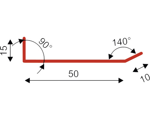 Technische tekening van een profiel met afmetingen in millimeters en graden