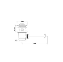 Tekening van een wastafelafvoer met maatvoering