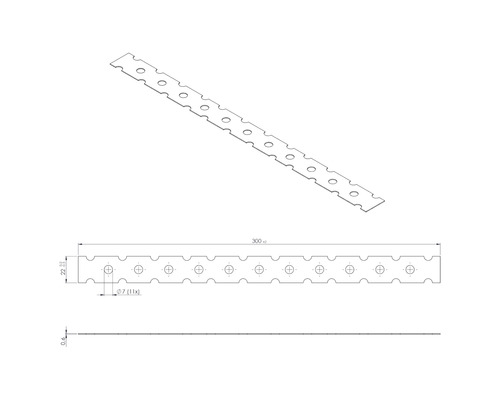 Geperforeerde band met afmetingen