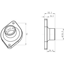Technische tekening van een flens met maatvoering