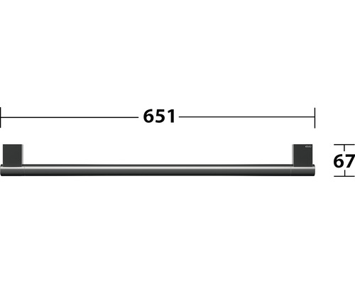 Afmetingen van een handdoekenrek: 651 mm breed en 67 mm diep