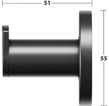 Zwarte kapstokhaak met afmetingen 51 bij 55