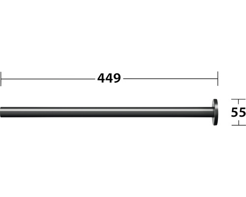Technische tekening van een stang met de afmetingen 449 en 55.