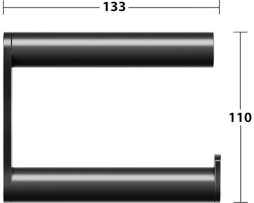 Afmetingen van een toiletpapierhouder: 133 bij 110 millimeter