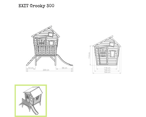Afmetingen EXIT Crooky 300 speelhuis