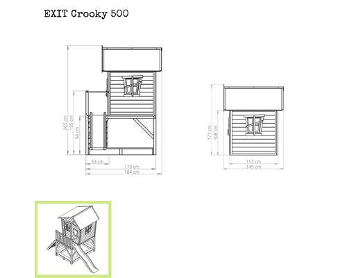 Afmetingen EXIT Crooky 500 speelhuis