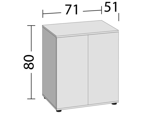 Afbeelding van een onderkast met de afmetingen 80 bij 71 bij 51 centimeter.