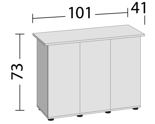 Kast met drie deuren en de afmetingen 101 x 41 x 73 cm