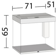 Afbeelding van een aquarium met maatvoering