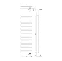 Technische tekening van een radiator met maatvoering