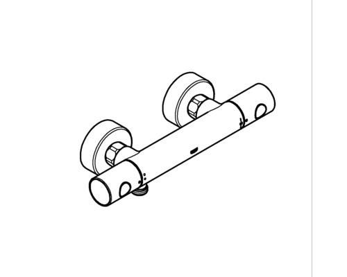 Tekening van een douchekraan voor wandmontage